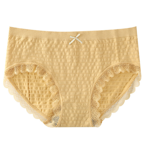 Bubble pants seamless traceless graphene naked ammonia breathable mid-waist solid color lace women's briefs underwear wholesale for women