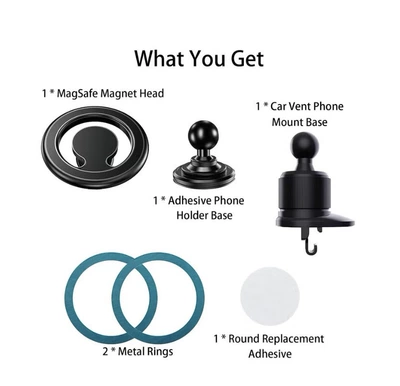 instrument strong magnetic suction 360 Car phone holder - dual-use-paste-air-outlet-send-2-round-iron-pieces-d19-black