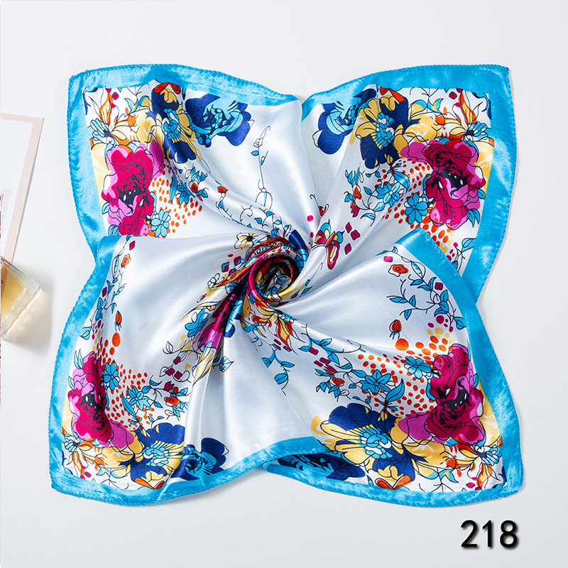 35g Weight Silk Scarf Classification Office, Daily Occasion Satin Cloth Material Star, Flower Pattern Spring&Summer Season Women's Gender Printing Design Elegant Style Women's Elegant Star Flower Satin Cloth Printing Silk Scarf 14