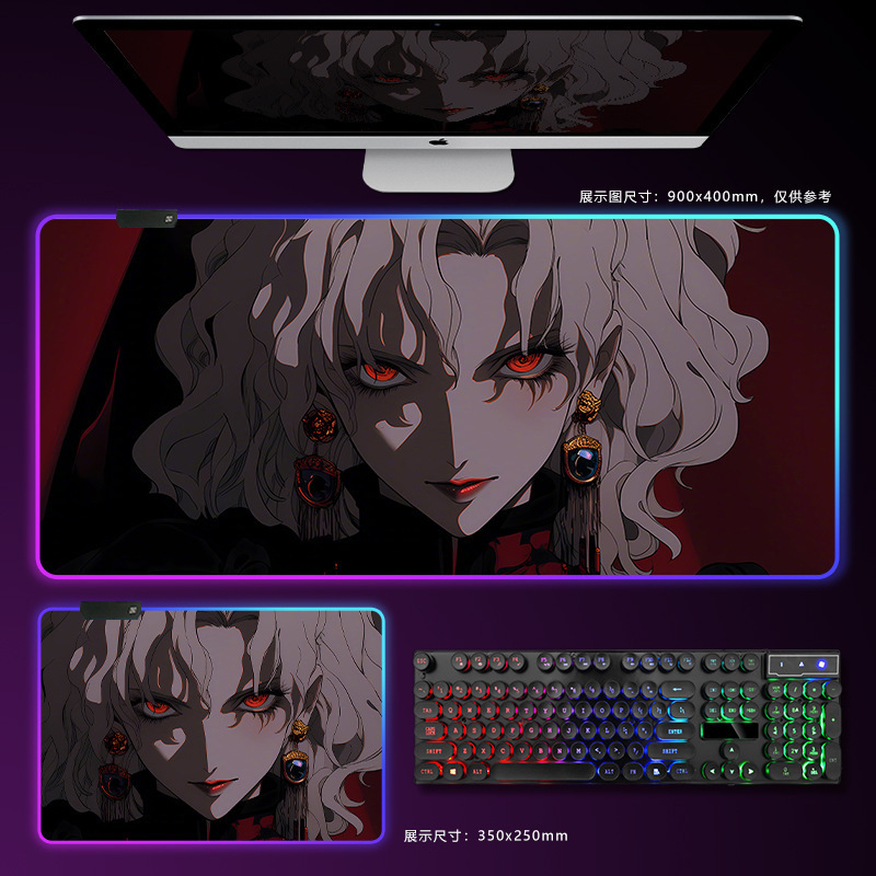カラフルな RGB 発光マウスパッド Hinata 特大男性 e スポーツ インターネット カフェ FPS ゲーム二次元厚みのあるキーボード デスク マット|undefined