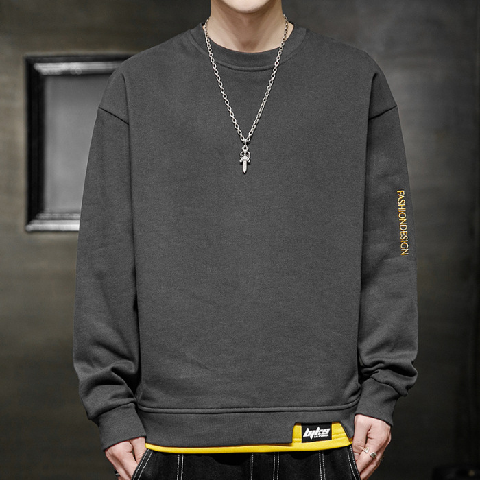 Võlts kahe kapuutsiga pluss-suuruses pikkade varrukatega meeste kevad- ja sügiskollektsiooni 2024 uue rõivabaasiga T-särk_voghion.com