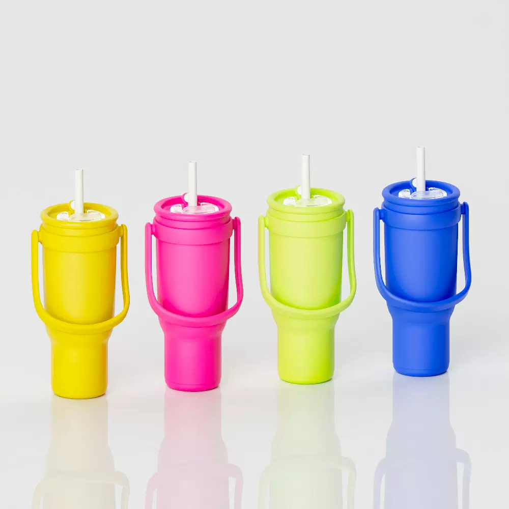 亚马逊新款双层不锈钢提手汽车杯户外便携车载冰霸杯大容量保温杯