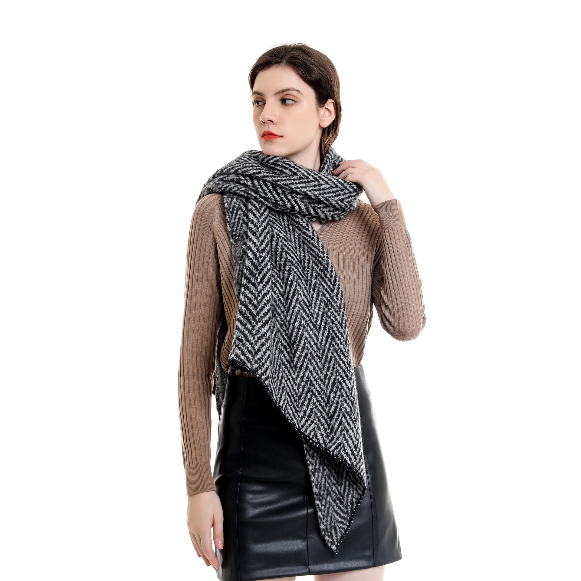 2021nueva bufanda de invierno de las mujeres de cachemir-como la moda Coreana de color sólido bufanda engrosada caliente