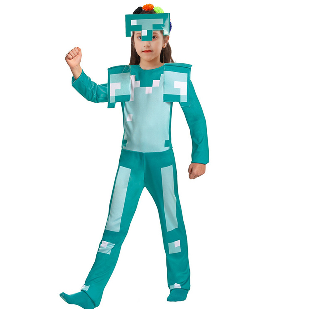 我的世界鑽石鎧甲兒童遊戲主題 Cosplay萬聖節六一節角色扮演服飾
