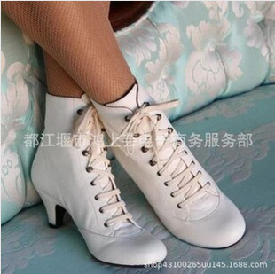 Women's Boots with Wine Glass Heels, Plus Size 40-43, Lace-Up European and American Style Ankle Boots, Martin Boots