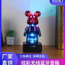 新款暴力熊七彩蓝牙遥控音箱3D创意玻璃小夜灯氛围礼品炫彩灯