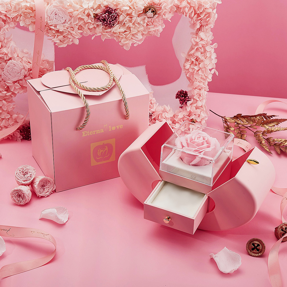 핑크 비누 꽃; 130*90*125mm (475g/개)