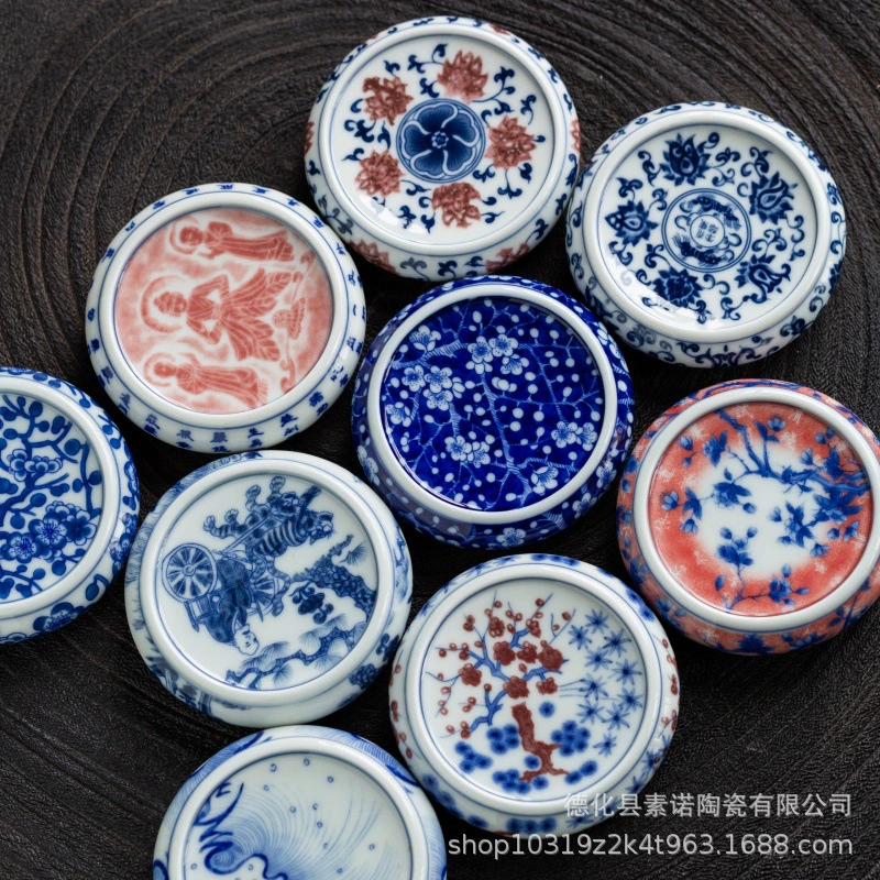 Jingdezhen сине-белый фарфоровый чехол для крышки высокого белого грязевого стакана