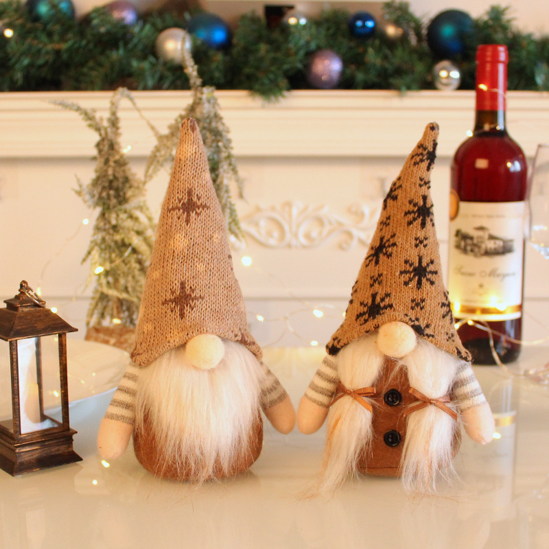 Thank you for your support, old and new customers! 2023 Christmas decoration item Rudolph plush knitting snow hat faceless doll