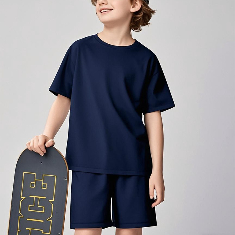 Summer quick dry sleeves for boys, set, T-shirt, shorts for leisure, children's sports suit, with short sleeve, 2 pieces 2