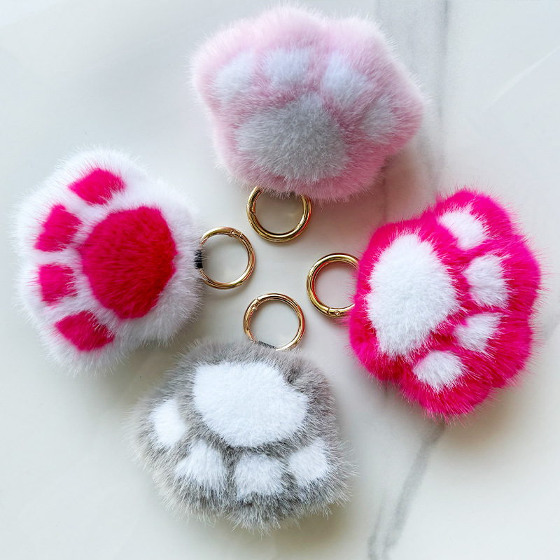 Lindo gatito garra felpa coche llavero accesorios colgantes ins celebridad de Internet bolsa de felpa mochila escolar colgante regalo