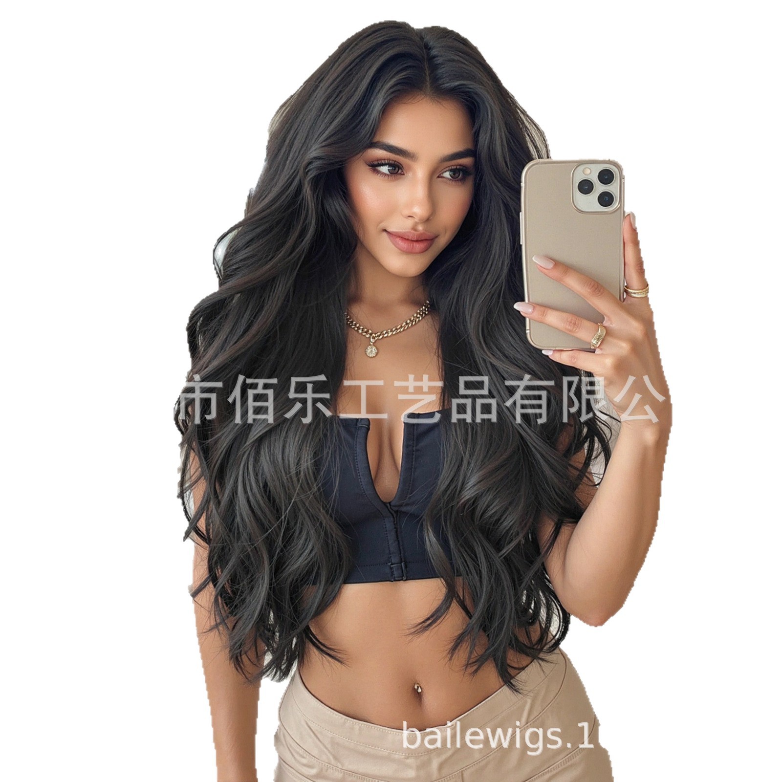 Venta en caliente pelucas negras naturales de cabello rizado de fibra química de cabello femenino Europa y América al por mayor en stock