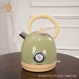 促销复古欧式烤漆带温度显示热水壶 热水壶电茶烧开水壶304不锈钢