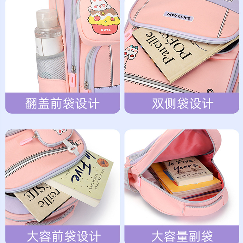 Mochila transpirable de estudiantes de primaria, mochila de niñas de grado 1,234, mochila de hombros de dibujos animados, mochila para niños pequeños