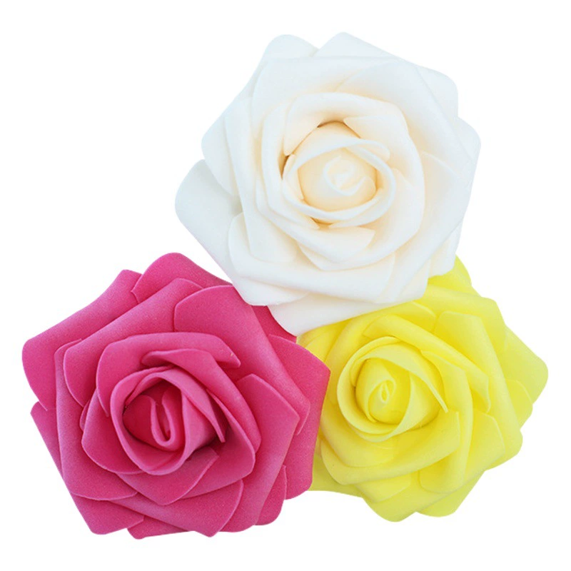 PE Моделирование цветок розы 8 см Пена Цветок голова Свадебная коробка конфет держа цветочные аксессуары с полюсом pe моделирование голова розы