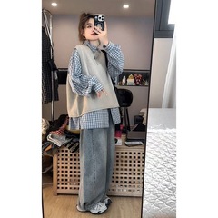 超火早秋穿搭新款套装女2025设计感气质POLO领衬衫马甲百搭时尚套