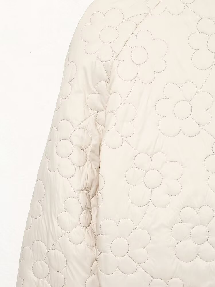 Damenbekleidung Herbst Winter neue blumenbedruckte Baumwolljacke_voghion.com