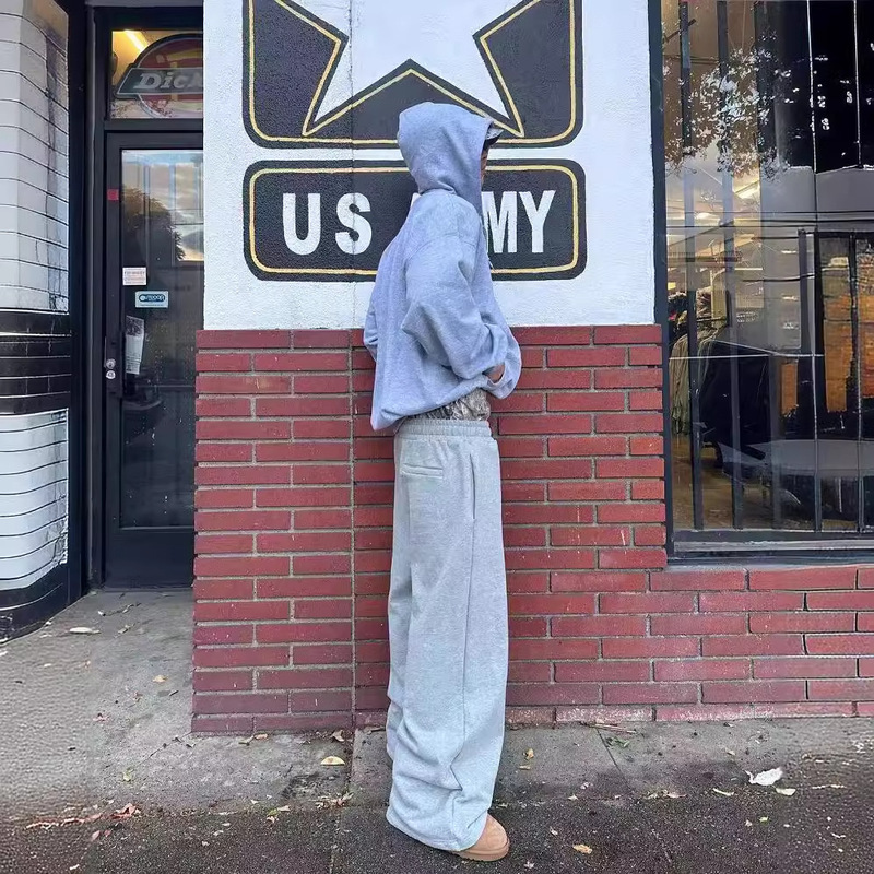 国境を越えたメーカー直販カジュアルパンツ男性ゆるいストレートアメリカ復古高街広脚ステッチ運動ズボン衛ズボン|undefined