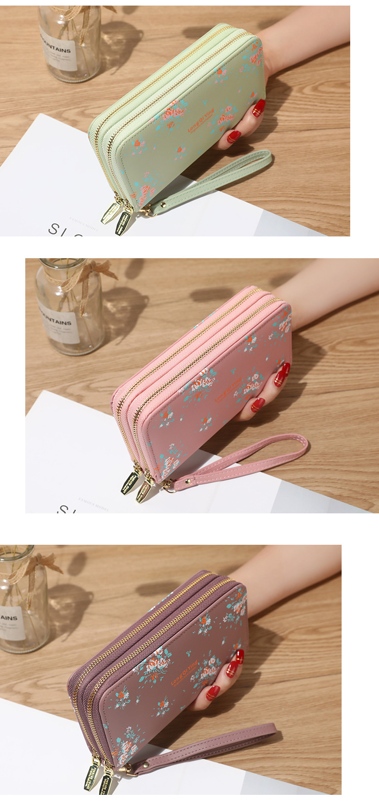 Women's Flower Pu Leather Zipper Wallets display picture 1