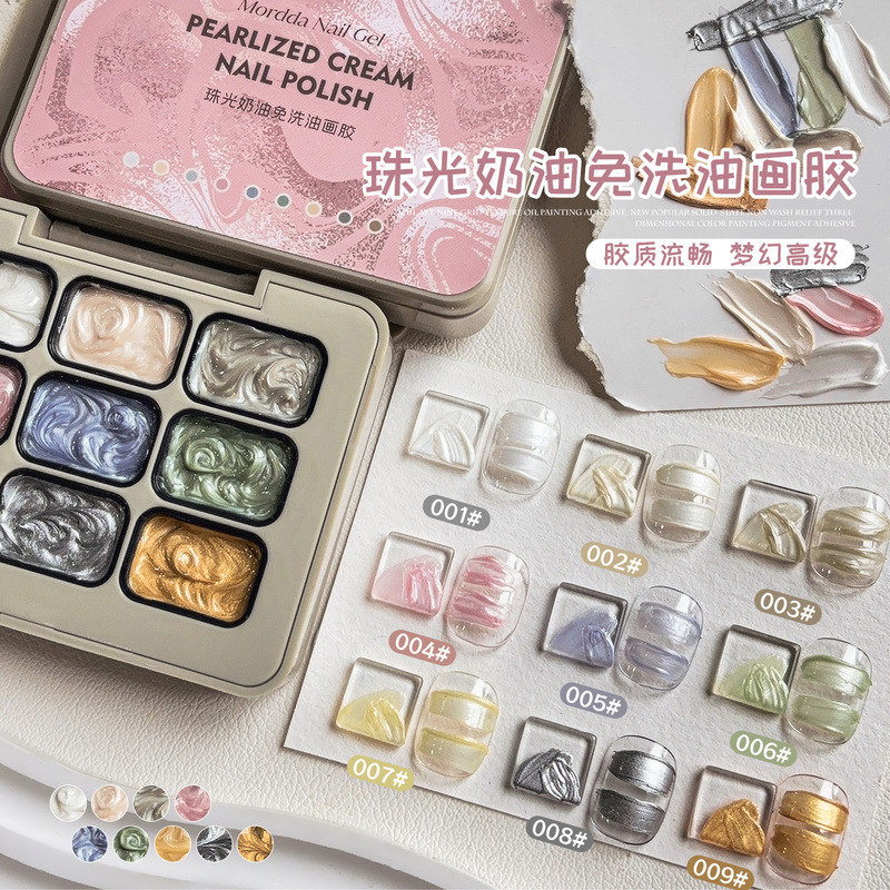 Pearlescent Cream No-Wash Oil Painting Glue 2025 New Stereo Painted Relief Texture Glue for Nail Salons
