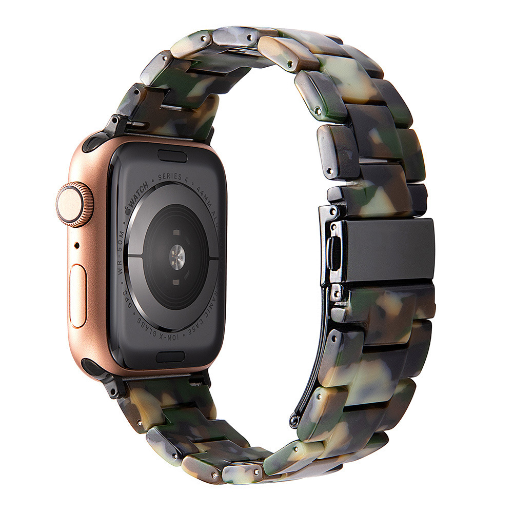 Adecuado para Apple S8 correa de reloj Applewatch7-1 generación hebilla de acero inoxidable tres cuentas resina iwatch se correa de reloj