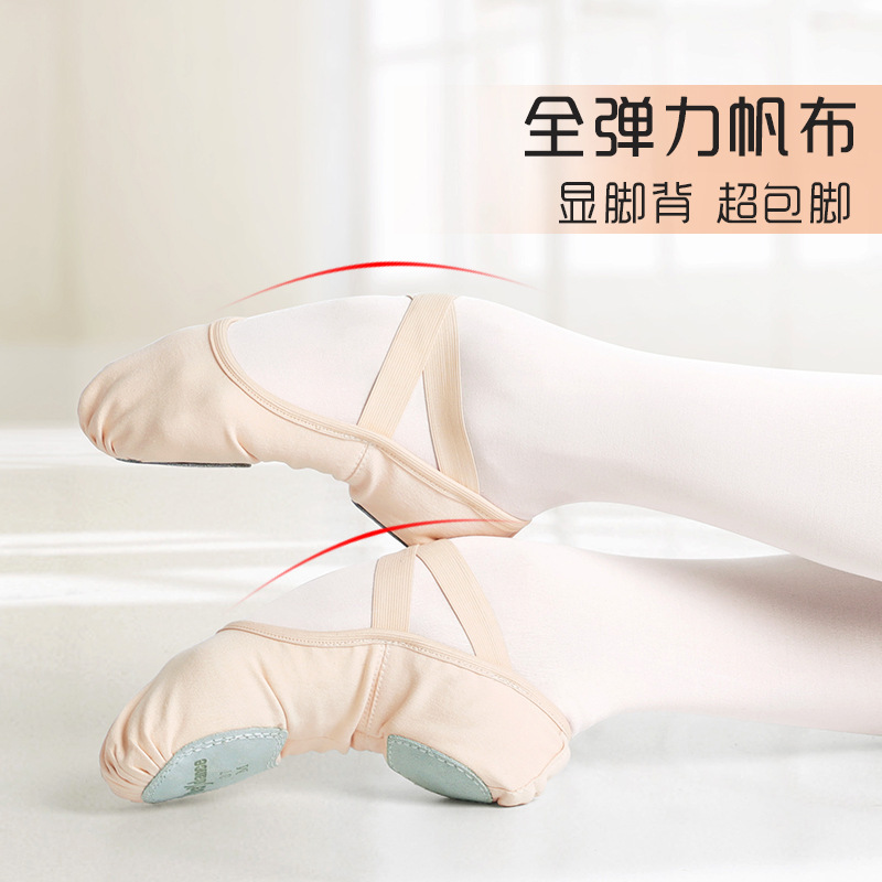 Zapatos de baile de tela elástica completa zapatos de ejercicio de fondo suave para mujer zapatos de garra de gato adulto zapatos de ballet de cuerpo zapatos de empep zapatos de yoga