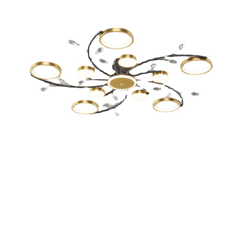 Lámpara de lujo ligera, lámpara de sala de estar, lámpara principal, lámpara de techo moderna de alta gama, nuevo lote de lámparas de dormitorio atmosféricas de cristal de múltiples cabezales nórdicos