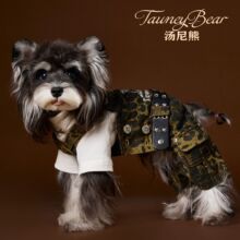 汤尼熊 狗狗衣服秋装豹纹背带裤雪纳瑞泰迪比熊牛仔裤