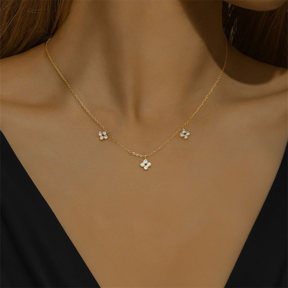 Zircon Inlay Material Pendant Necklace Classification 925 Sterling Silver Geometric Zircon 925 Sterling Silver Cable Chain Pendant Necklace
