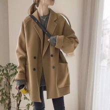 韩版小个子短款西装双面羊毛大衣2025新款宽松显瘦休闲呢子外套