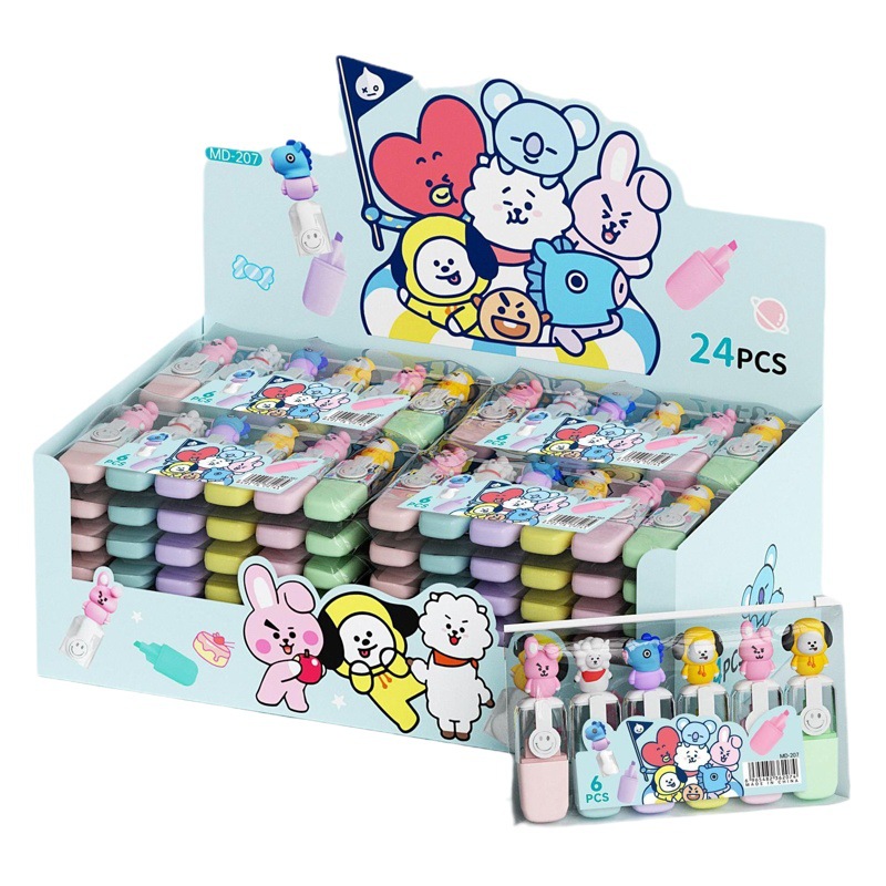 Cute Cartoon sanliou mini 6-color resaltador traje estilo de alta apariencia estudiante marcador de color