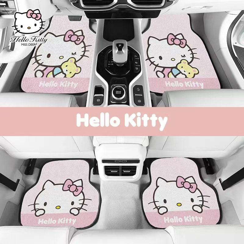 汽车脚垫丝圈主驾驶单片HelloKitty系列通用易清洗汽车内地毯地垫