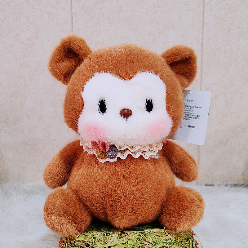 Linda mesa de puff de leche con adornos de muñecas, juguetes de peluche con muñecas, pequeños perros de leche, gatos de leche, regalos de cumpleaños para niños