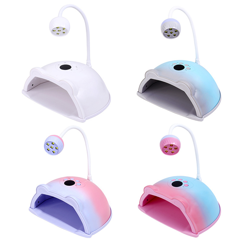 Nuevos productos transfronterizos doble lámpara giratoria de escritorio 2 en 1 curado máquina de tratamiento de uñas de luz de pegamento de pegamento secador de uñas