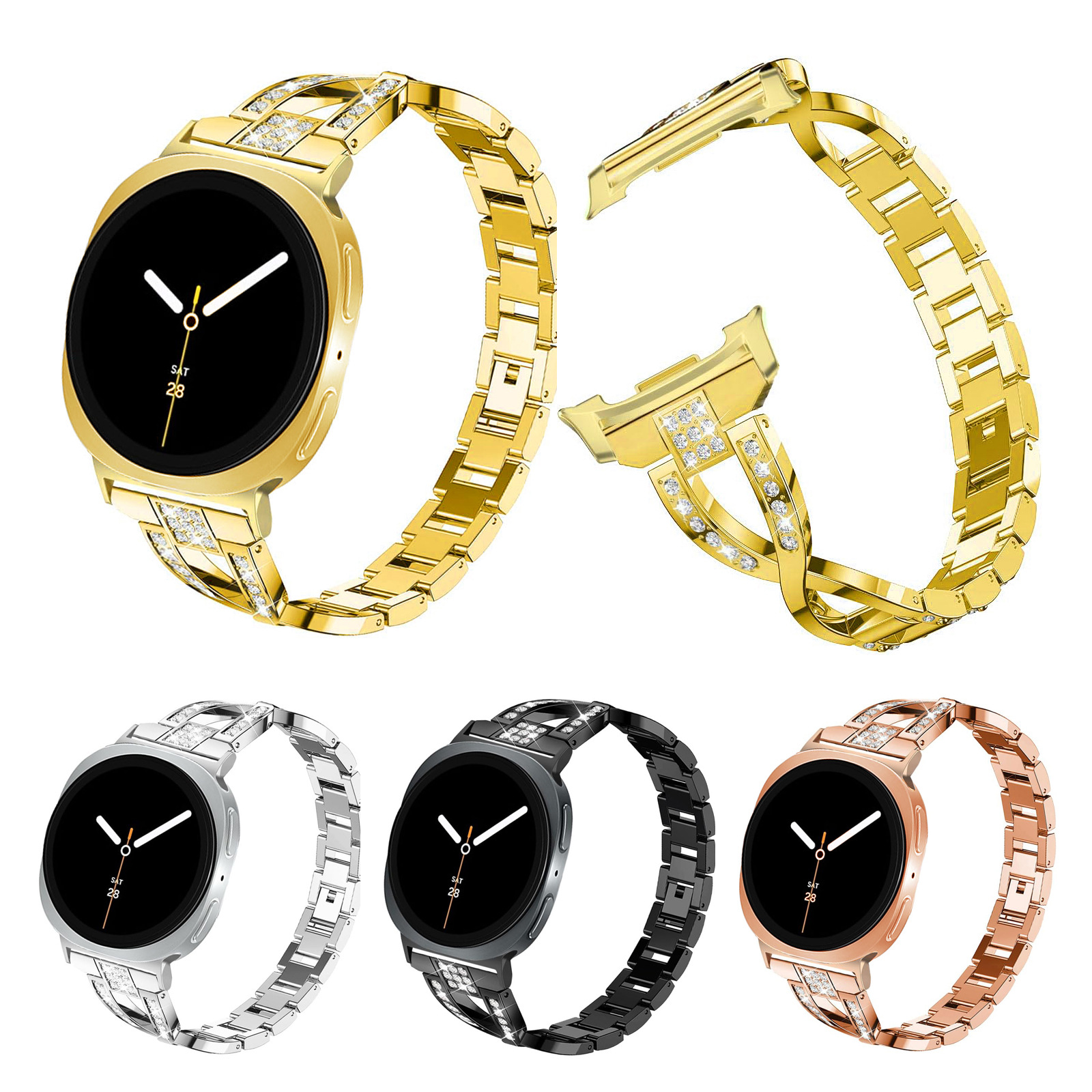 Suitable for Samsung Watch Straps Galaxy Watch8 Chain-Style Diamond-Encrusted Women's Watch Strap 2025 New Model