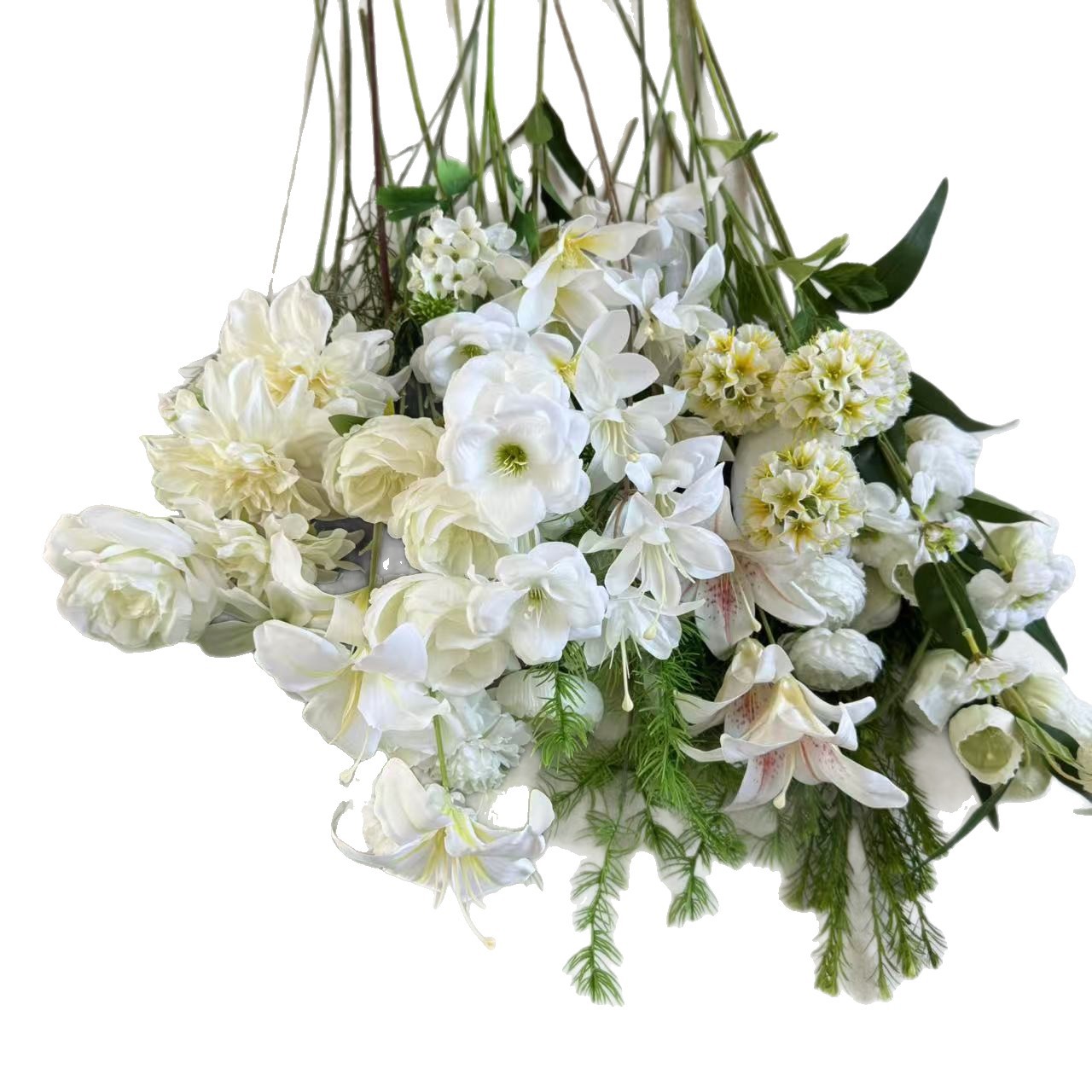 Flores artificiales blancas para decoración de escenarios, escaparates, arreglos de rosas, arte floral suave y composiciones florales.