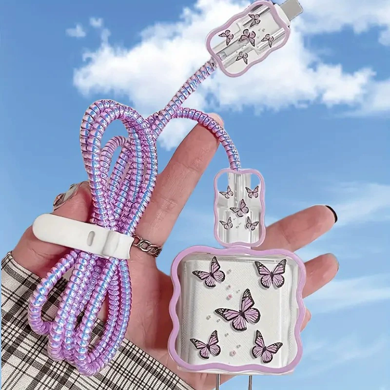 Фиолетовый лук кабель для передачи данных для iphone Apple зарядное устройство с быстрой зарядной головкой 18w20w защитный чехол