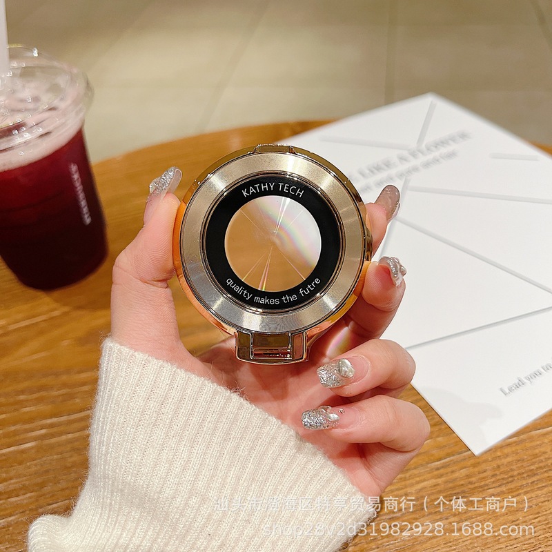 新しいリング電気メッキ CD パターンリング粘着多機能携帯電話ケースバックステッカーサポート虫眼鏡ブラケットユニバーサル|undefined