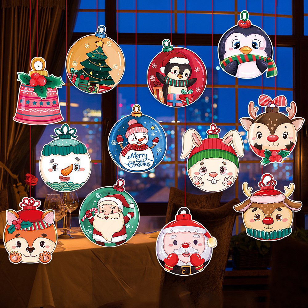 Nuevos productos transfronterizos Decoración navideña Colgante de dibujos animados Decoración de atmósfera de etiqueta de techo de fiesta navideña