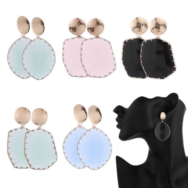 geometric acrylic earrings with tassels