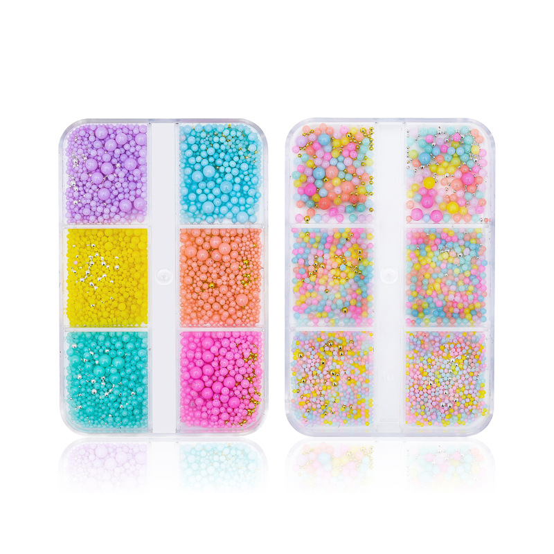 Accesorios de uñas en línea celebridad ins estilo colorido caramelo saltando cuentas macaron decoraciones de uñas de colores 6 cuadrícula mixta