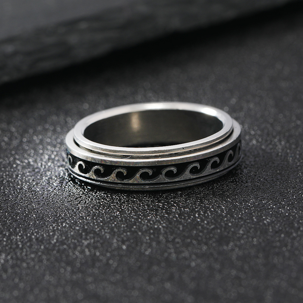 6g Weight Rings Classification Street Occasion 304 Stainless Steel Material Hip-Hop Retro Color Block 304 Stainless Steel Men's Rings