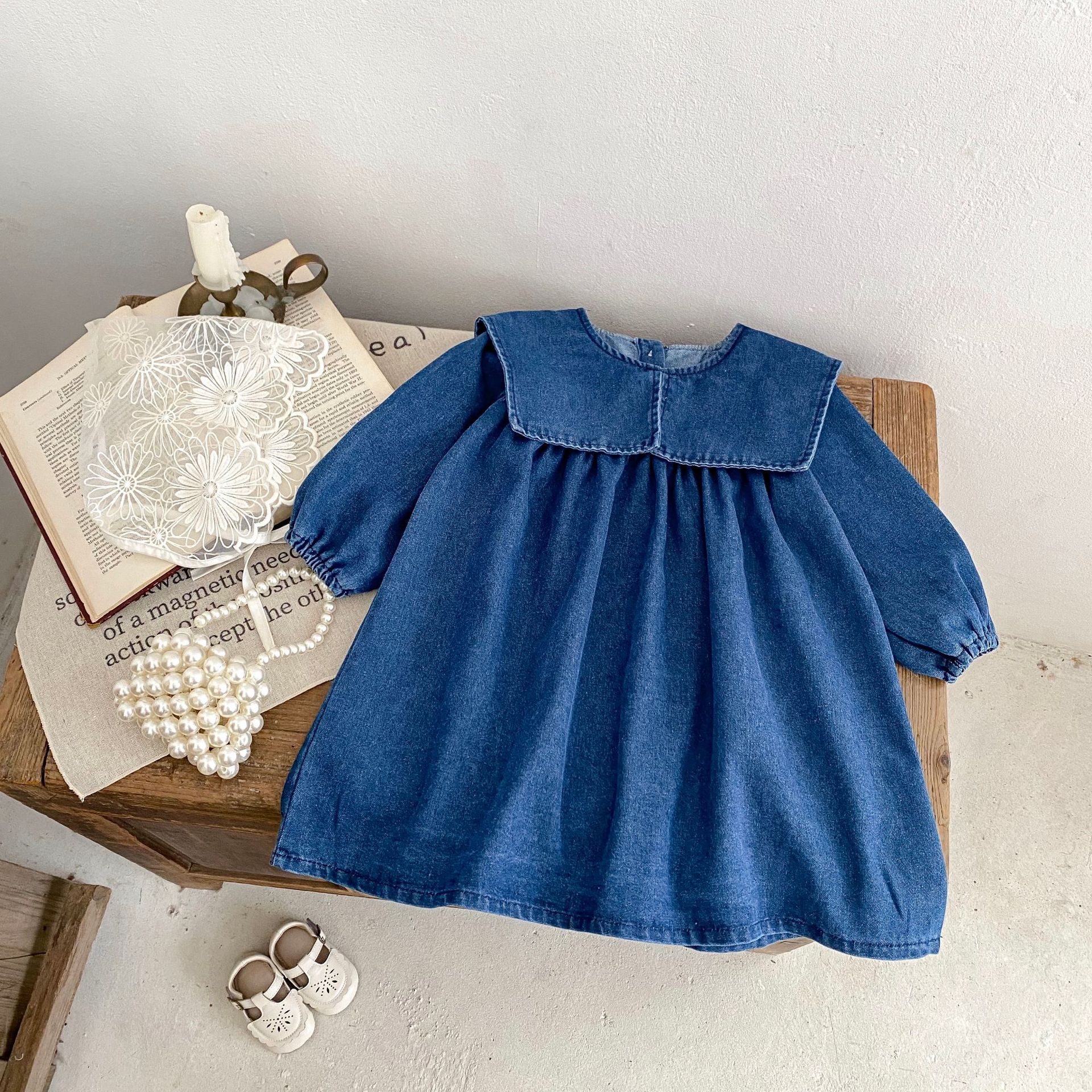 Jesenske kavbojke za dojenčke Ins2024, sestre, ljubke, nosijo velike reverje in krilo_voghion.com