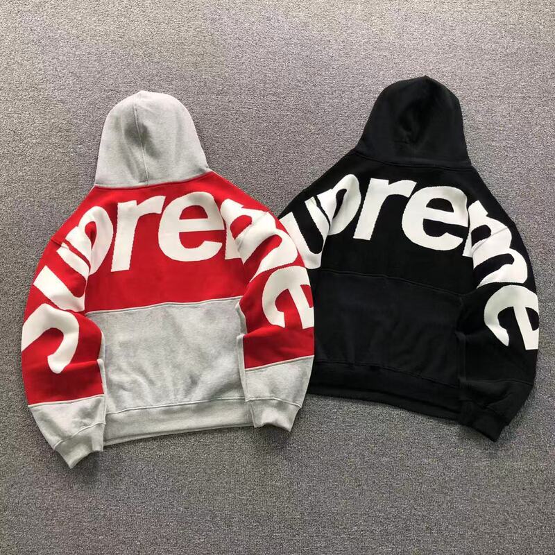 Heavy Weight Fabric Supreme25Ss Trendy Brand Hooded Sweatshirt Large Logo Fleece-Lined Hoodie Sweatshirt