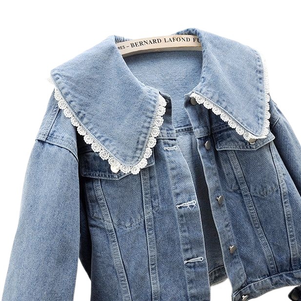 Autumn cute doll, denim long-sleeve, short jacket, oversize