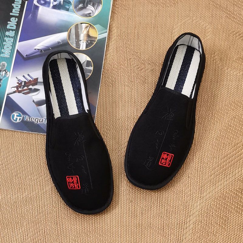 老北京刺绣脸谱布艺绣花西山手工布鞋牛筋底中国风社会人懒人花鞋