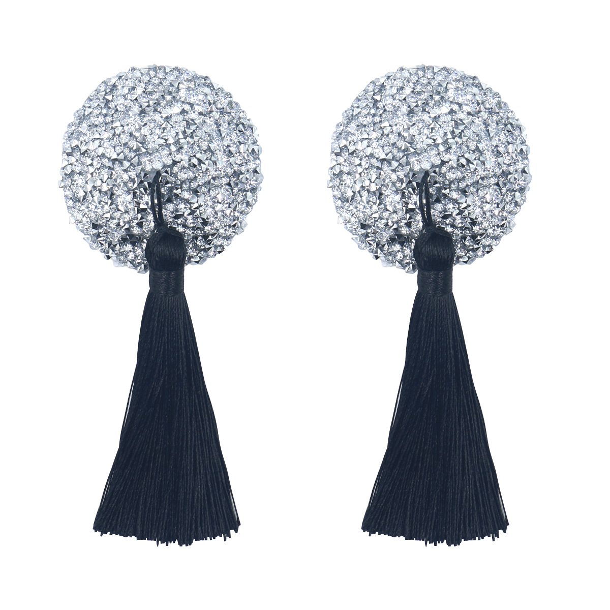 실버 라운드 블랙 술 수지 다이아몬드