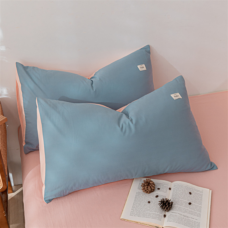 Funda de almohada de algodón lavado de algodón puro, un par de 100 fundas de almohada de algodón, funda interior de núcleo de almohada doble simple de verano 4