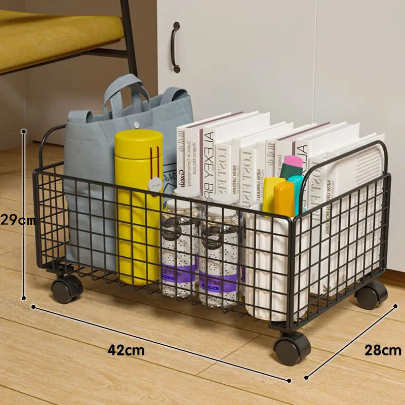 Cesta de almacenamiento debajo de la mesa con caja de acabado de poleas, cesta de almacenamiento de libros para estudiantes, cesta de almacenamiento de juguetes móviles