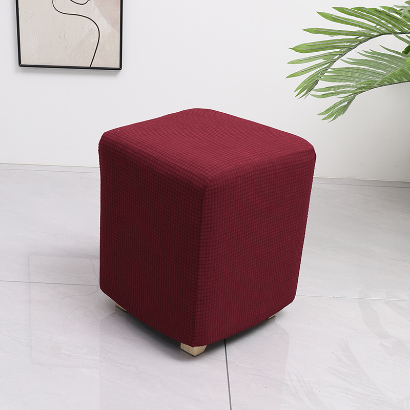 Grenzüberschreitender elastischer wasserdichter Waffelmais-Quadrat-Hocker-Bezug Staubschutz Haus Sofa All-Inclusive niedriger Hocker-Überzug